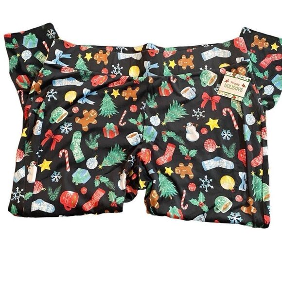 Happy Holidays NWT size 2X/3X pajama pants black red Christmas - Picture 5 of 5